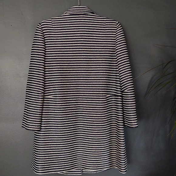 Tory Burch navy and white striped raffia coat-style Elaina - Picture 12 of 15